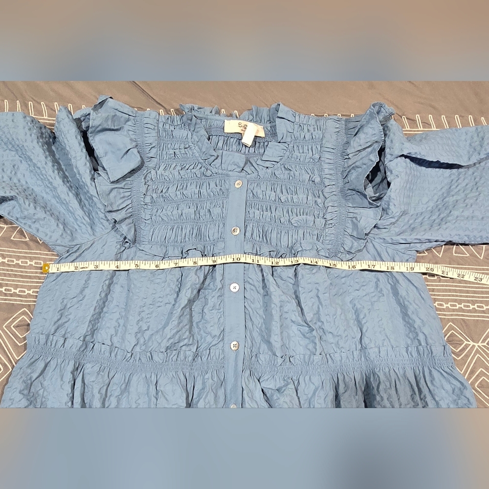 SEA New York Sevyn Solid Seersucker Button Down Dress Size Medium - Picture 5 of 11